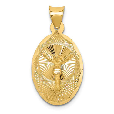 Image of 14K Yellow Gold Polished & Shiny-Cut Corpus Oval Pendant K5607