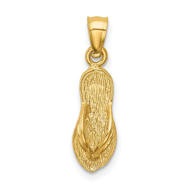 Image of 14K Yellow Gold Polished & Textured Flip Flop Pendant