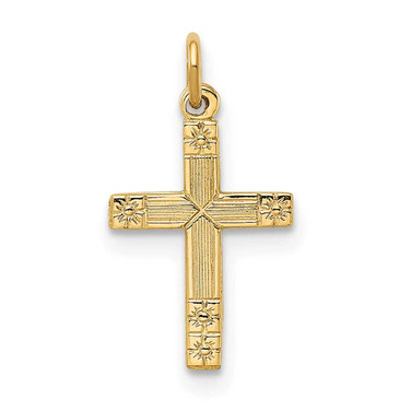 Image of 14K Yellow Gold Polished & Textured Solid Cross Charm