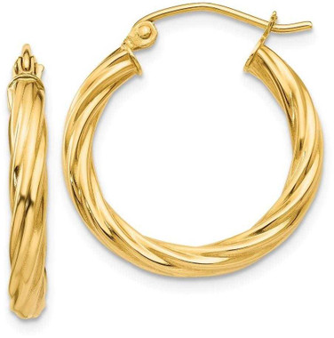 Image of 14mm 14K Yellow Gold Polished 2.75mm Twisted Hoop Earrings TC388