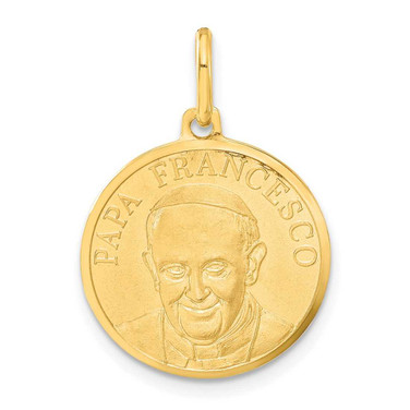 Image of 14k Yellow Gold Polished and Satin Papa Francesco Medal Charm
