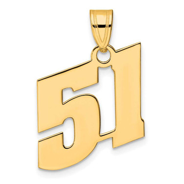 Image of 14K Yellow Gold Polished Block Number 51 Pendant Image of 14K Yellow Gold Polished Block Number 51 Pendant
