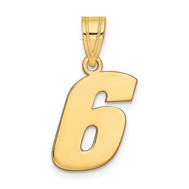 Image of 14K Yellow Gold Polished Block Number 6 Pendant Image of 14K Yellow Gold Polished Block Number 6 Pendant
