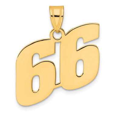 Image of 14K Yellow Gold Polished Block Number 66 Pendant