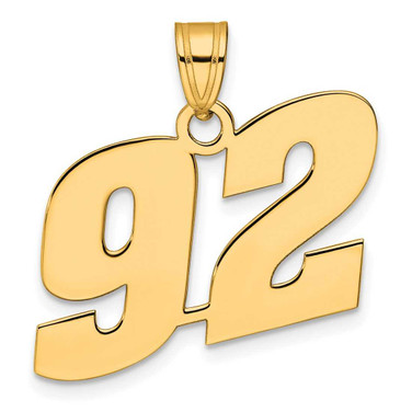 Image of 14K Yellow Gold Polished Block Number 92 Pendant
