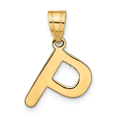 Image of 14K Yellow Gold Polished Bubble Letter P Initial Pendant