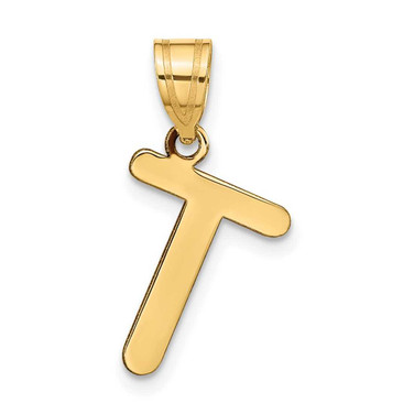 Image of 14K Yellow Gold Polished Bubble Letter T Initial Pendant