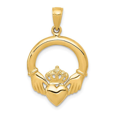 Image of 14K Yellow Gold Polished Claddagh Pendant C2192