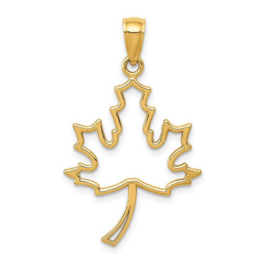 Image of 14K Yellow Gold Polished Cut Out Maple Leaf Pendant