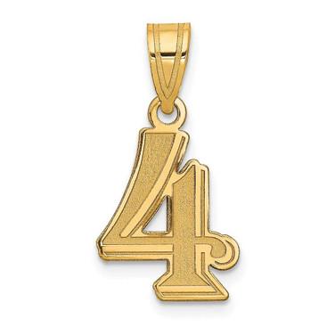 Image of 14K Yellow Gold Polished Etched Number 4 Pendant