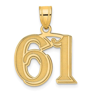 Image of 14K Yellow Gold Polished Etched Number 61 Pendant