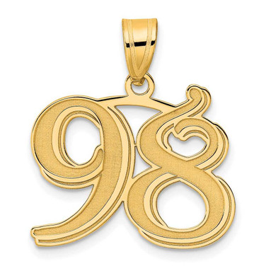 Image of 14K Yellow Gold Polished Etched Number 98 Pendant
