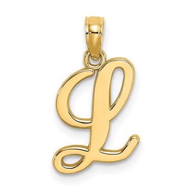 Image of 14K Yellow Gold Polished L Script Initial Pendant