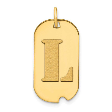 Image of 14K Yellow Gold Polished Letter L Initial Dog Tag Pendant