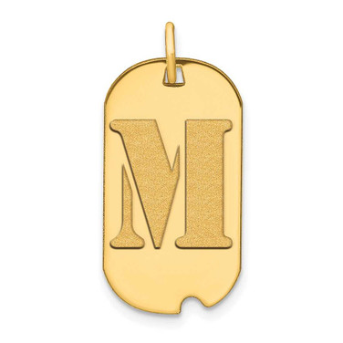 Image of 14K Yellow Gold Polished Letter M Initial Dog Tag Pendant