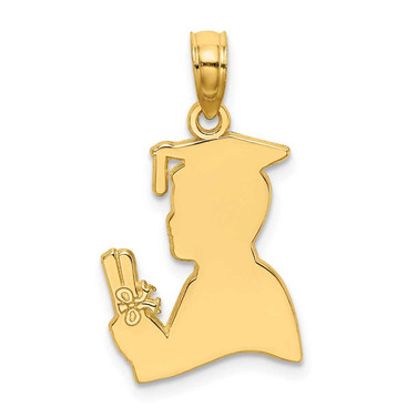 Image of 14K Yellow Gold Polished Male Graduation Profile Pendant