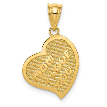 Image of 14K Yellow Gold Polished Mom I Love You/Cross Reversible Heart Pendant