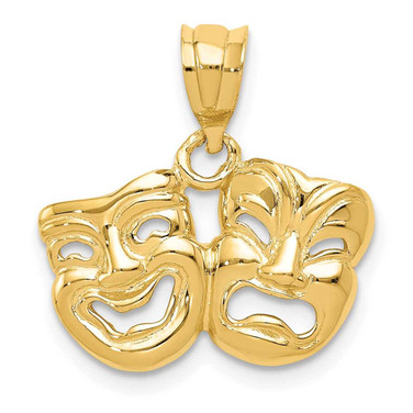 Image of 14K Yellow Gold Polished Open-Backed Comedy/Tragedy Pendant
