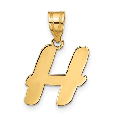 Image of 14K Yellow Gold Polished Script Letter H Initial Pendant
