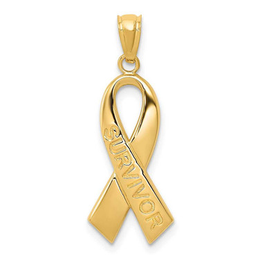 Image of 14K Yellow Gold Polished Survivor Ribbon Pendant