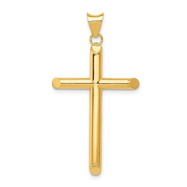 Image of 14K Yellow Gold Polished Tube Cross Pendant K6177