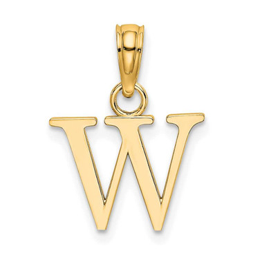 Image of 14K Yellow Gold Polished W Block Initial Pendant Image of 14K Yellow Gold Polished W Block Initial Pendant