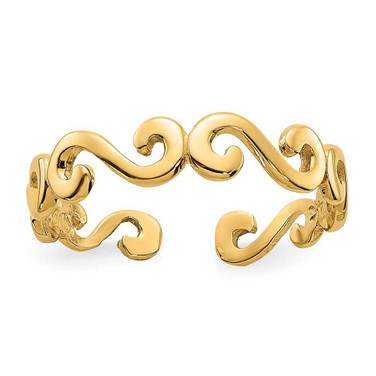 Image of 14K Yellow Gold Repeating Swirl Open Adjustable Toe Ring