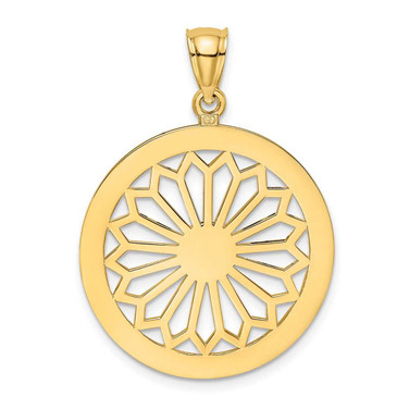 Image of 14K Yellow Gold Retro Daisy In Round Frame / Gate Jewelry Pendant