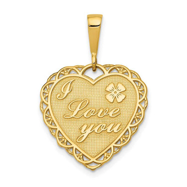 Image of 14K Yellow Gold Reversible I Love You Heart Pendant