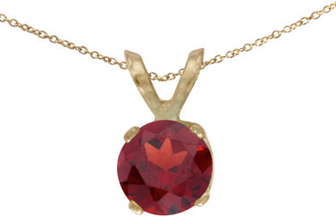 14k Yellow Gold Round Garnet Pendant (Chain NOT included)