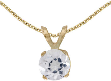 Image of 14k Yellow Gold Round White Topaz Pendant (Chain NOT included)