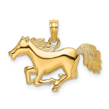 Image of 14K Yellow Gold Running Horse Pendant