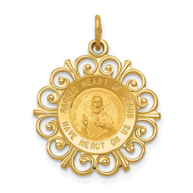 Image of 14K Yellow Gold Sacred Heart Of Jesus Medal Charm XR370
