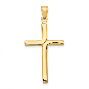 Image of 14K Yellow Gold Satin Finish Accent Stick Cross Pendant