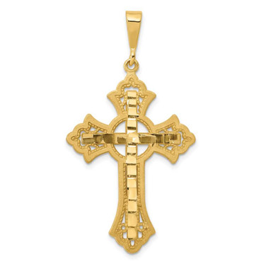 Image of 14K Yellow Gold Shiny-Cut Celtic Cross Pendant C2742