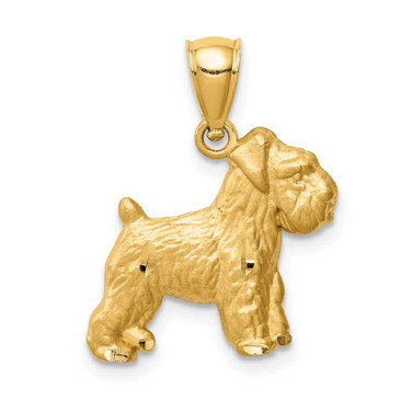 Image of 14K Yellow Gold Shiny-Cut Mini Schnauzer Pendant