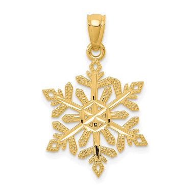 Image of 14K Yellow Gold Shiny-Cut Snowflake Pendant