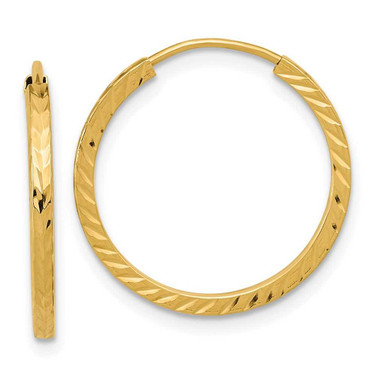 Image of 20mm 14K Yellow Gold Shiny-Cut Square Tube Endless Hoop Earrings TF995