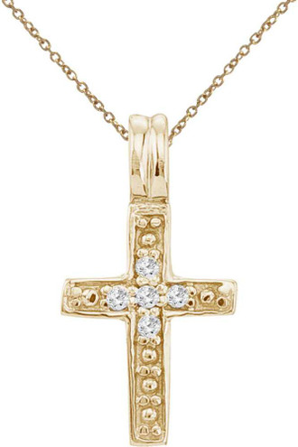 Image of 14K Yellow Gold Small Diamond Cross Pendant (Chain NOT included) (CM-P9106)