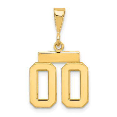 14K Yellow Gold Small Polished Number 00 on Top Pendant