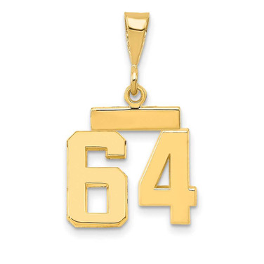 Image of 14K Yellow Gold Small Polished Number 64 Charm SP64