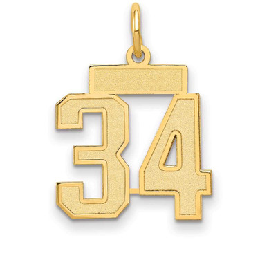 Image of 14K Yellow Gold Small Satin Number 34 Charm