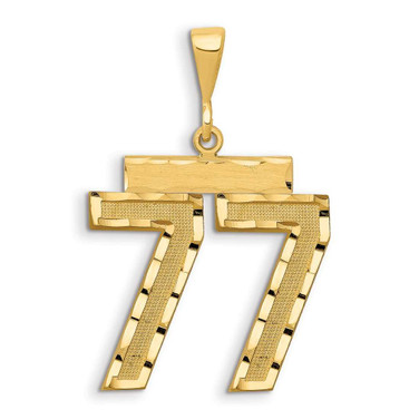 Image of 14K Yellow Gold Small Shiny-Cut Number 77 Charm
