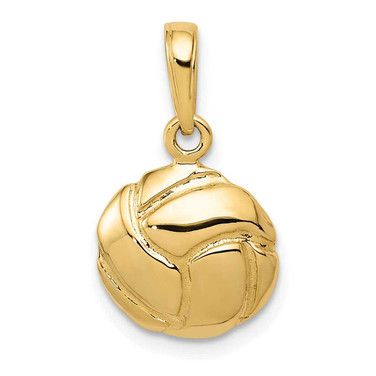 Image of 14K Yellow Gold Solid Satin & Shiny-cut Volleyball Pendant