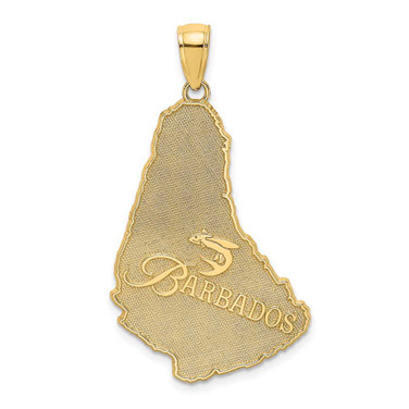 Image of 14K Yellow Gold Textured Barbados Map Pendant