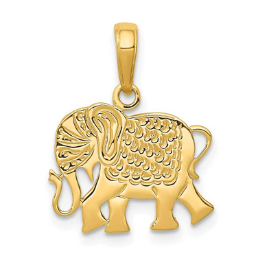 Image of 14K Yellow Gold Textured Elephant Pendant