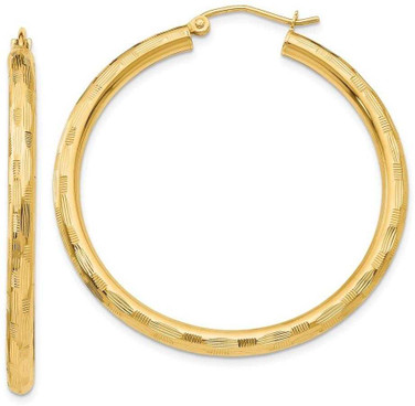 Image of 40mm 14K Yellow Gold Textured Hoop Earrings TF558