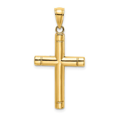 Image of 14K Yellow Gold Tubular Cross Pendant K8502