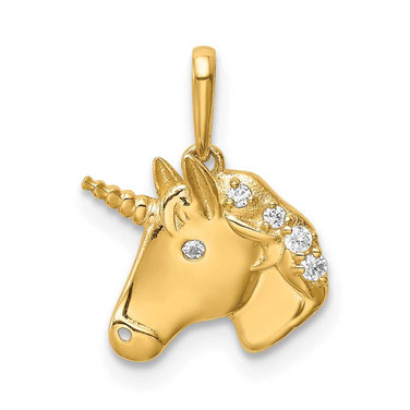 Image of 14k Yellow Gold Unicorn CZ Pendant