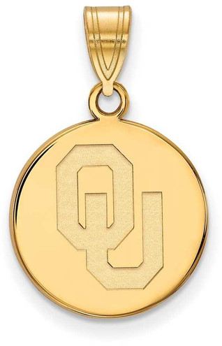 Image of 14K Yellow Gold University of Oklahoma Medium Disc Pendant by LogoArt (4Y036UOK)